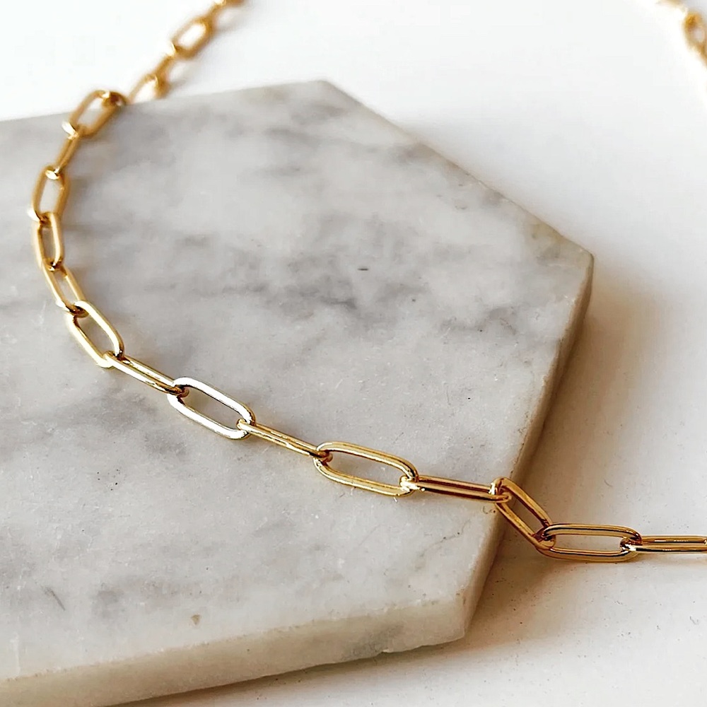 n e w | 14k gold paperclip chain necklace ✨ - Picture 2 of 4
